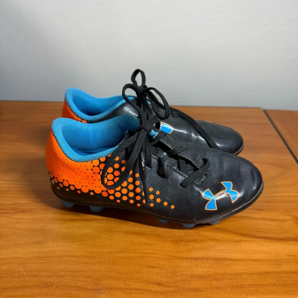 Under Armour Blur Kids Boys Soccer Shoes‎ Cleats Blue Orange Black 11K
